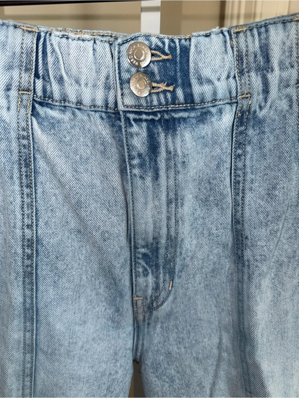 Veronica Beard Arya Patch Pocket Barrel Jeans Light Wash Cropped Denim Size 31